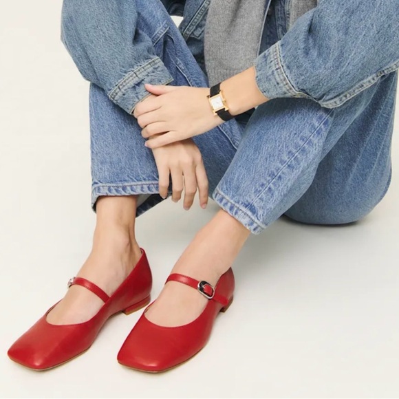 Reformation Red Mary Jane Flats - Picture 6 of 7
